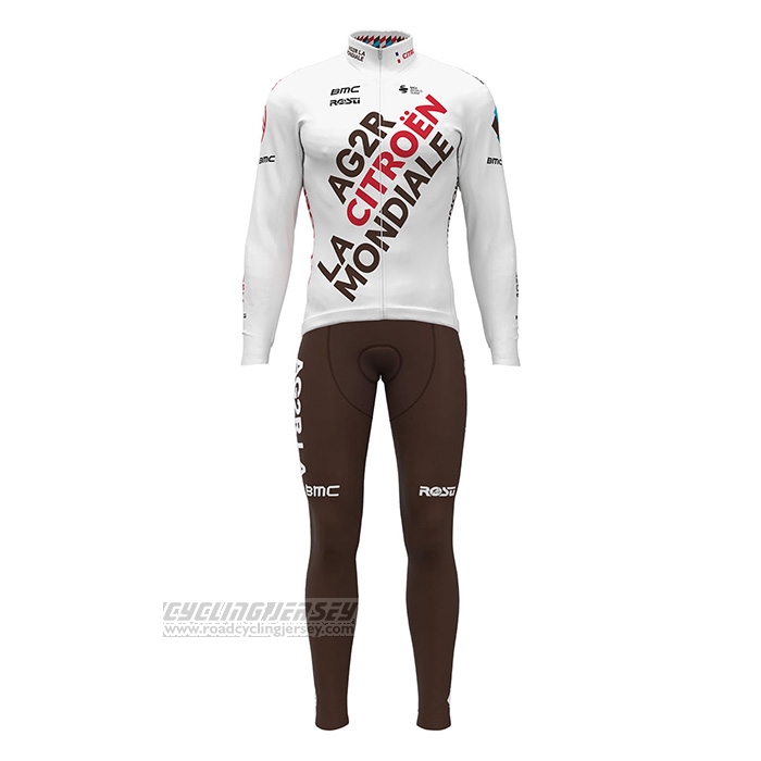 2022 Cycling Jersey Ag2r La Mondiale White Long Sleeve and Bib Short